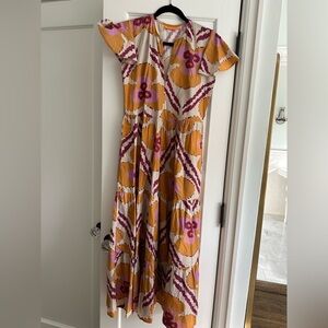 Oliphant Maxi Dress with Orange and Pink Floral Design
